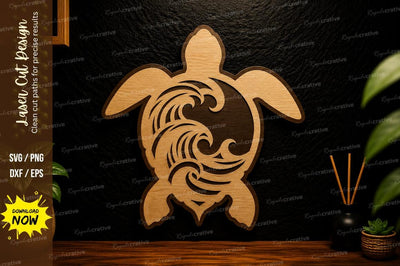 Sea Turtle Wave Laser Cut SVG Design SVG Regulrcrative 