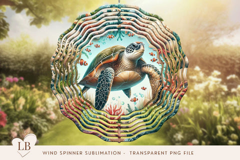 Sea Turtle Wind Spinner Sublimation PNG Sublimation BijouBay 