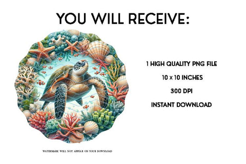 Sea Turtle Wind Spinner Sublimation PNG Sublimation BijouBay 