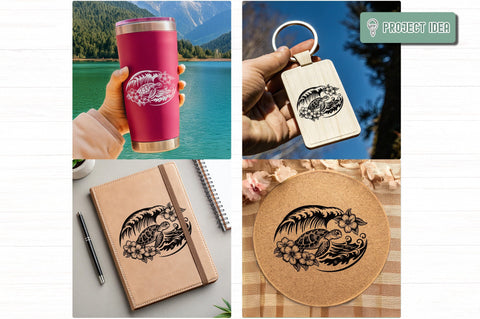 Sea Turtle with Flowers Svg Dxf Png SVG CraftySVGStudio 