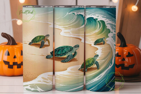 Sea Turtles Beach Tumbler Wrap Sublimation PixelChick 