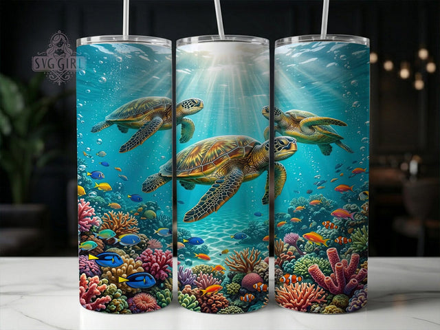Sea Turtles Coral Reef 20oz Tumbler, Sea Turtles, Coral Reef, Sea Turtle Tumbler, Turtle Tumbler, 20oz Tumbler, Reef Tumbler, Tumbler Wrap Sublimation SvggirlplusArt 