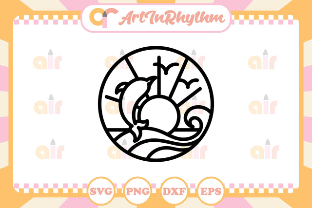 Sea Waves Line Art Logo SVG Artinrhythm shop 