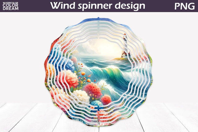 Sea Wind Spinner | Ocean Wind Spinner Sublimation WatercolorColorDream 