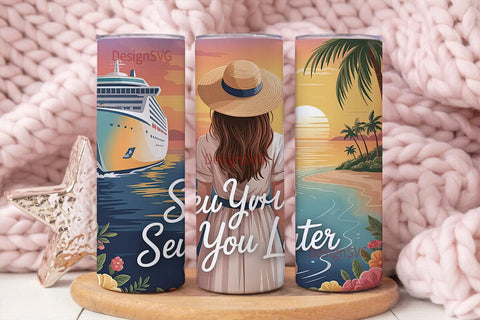 Sea You Later 20oz Tumbler Wrap Sublimation DesignSVG 
