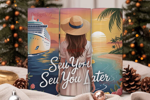 Sea You Later 20oz Tumbler Wrap Sublimation DesignSVG 