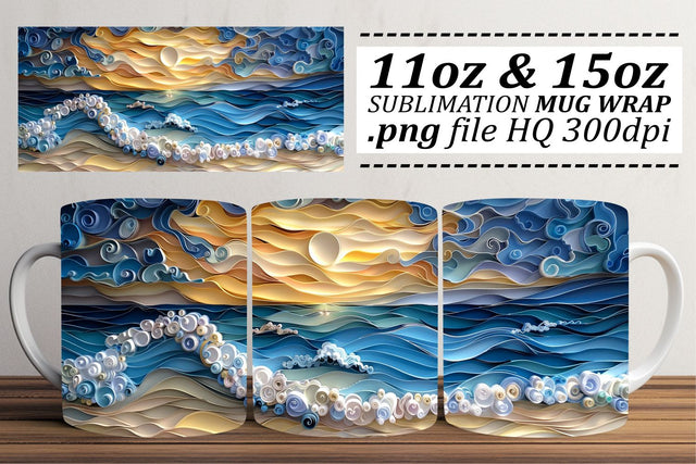 Seabreeze Symphony Mug Wrap Sublimation 11oz 15oz Sublimation afrosvg 