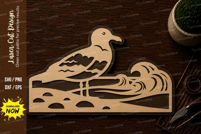 Seagull Ocean Wave Scene Laser Cut SVG File SVG Regulrcrative 