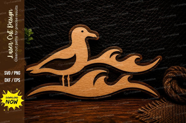 Seagull Ocean Waves Laser Cut Svg Design SVG Regulrcrative 