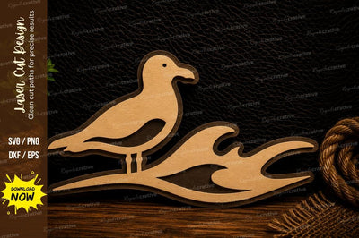 Seagull Ocean Waves Laser Cut Svg Design SVG Regulrcrative 