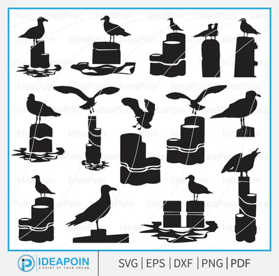 Seagull On Wooden Piling Post svg, Seagull, Beach Vacation SVG, Seagull SVG Bundle, Beach Themed Cutting, Seagull Cut File, Seagull Clipart SVG Dinvect 