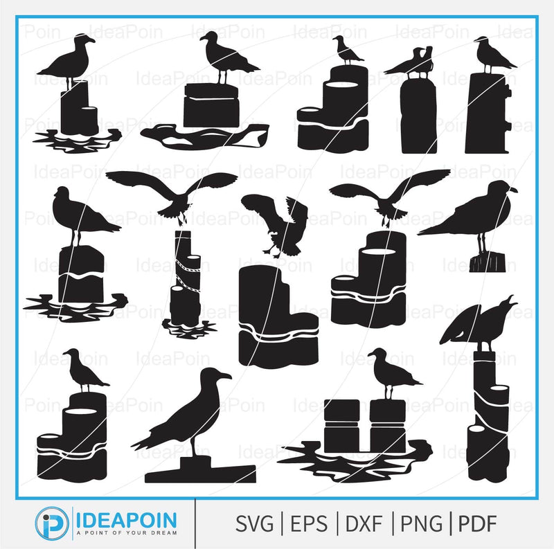 Seagull On Wooden Piling Post svg, Seagull, Beach Vacation SVG, Seagull SVG Bundle, Beach Themed Cutting, Seagull Cut File, Seagull Clipart SVG Dinvect 