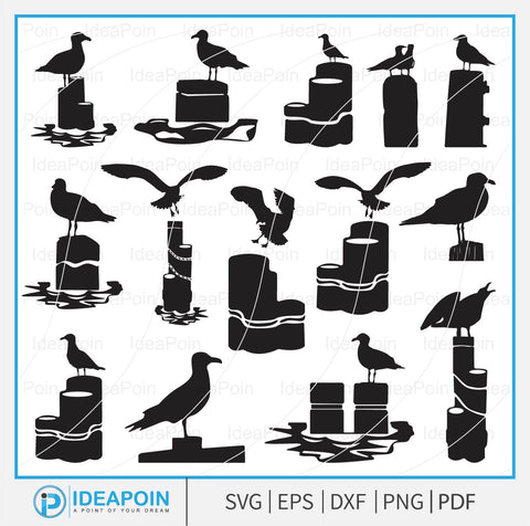 Seagull On Wooden Piling Post svg, Seagull, Beach Vacation SVG, Seagull SVG Bundle, Beach Themed Cutting, Seagull Cut File, Seagull Clipart SVG Dinvect 