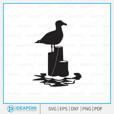Seagull On Wooden Piling Post svg, Seagull, Beach Vacation SVG, Seagull SVG Bundle, Beach Themed Cutting, Seagull Cut File, Seagull Clipart SVG Dinvect 