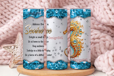 Seahorse 20 oz Skinny Tumbler Sublimation Design Straight and Tapered Tumbler Wrap Instant PNG Digital Download Sublimation DesignSVG 