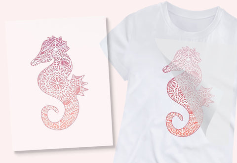 Seahorse Mandala DTF Transfer Physical So Fontsy T-Shirt Iron-On Transfer Shop