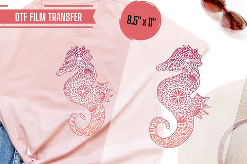 Seahorse Mandala DTF Transfer Physical So Fontsy T-Shirt Iron-On Transfer Shop