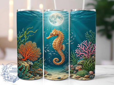 Seahorse Moonlight Reef 20oz Tumbler, Seahorse Moonlight, Moonlight Reef, Seahorse Tumbler, 20oz Tumbler, Reef Tumbler, Ocean Tumbler, Tumbler Wrap Sublimation ToriDesigns 