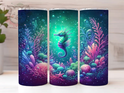 Seahorse Ocean Fantasy Tumbler Wrap, Ocean Fantasy Mug, Coral Reef Cup, Starfish Beach Design, Mystical Sea Creature, Mermaid Aesthetic Gift, Sublimation Tumbler Wrap Sublimation Lara' s Designs 