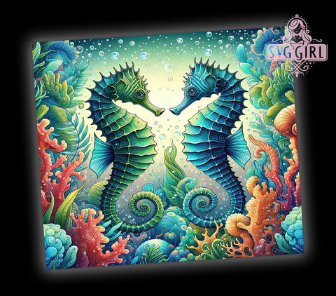 Seahorse Ocean Scene Tumbler Wrap, Seahorse Tumbler, Ocean Scene, Tumbler Wrap, Sublimation Design, Nautical Drinkware, Marine Life Gift, Beach Lover Tumbler Sublimation SvggirlplusArt 