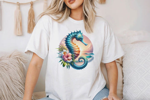 Seahorse Sublimation PNG, Tropical Ocean Clipart Sublimation BijouBay 