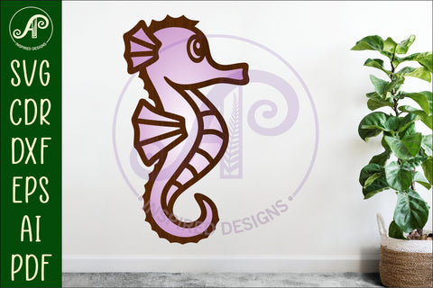 Seahorse two layer cut out laser cut wall art SVG APInspireddesigns 