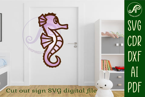 Seahorse two layer cut out laser cut wall art SVG APInspireddesigns 
