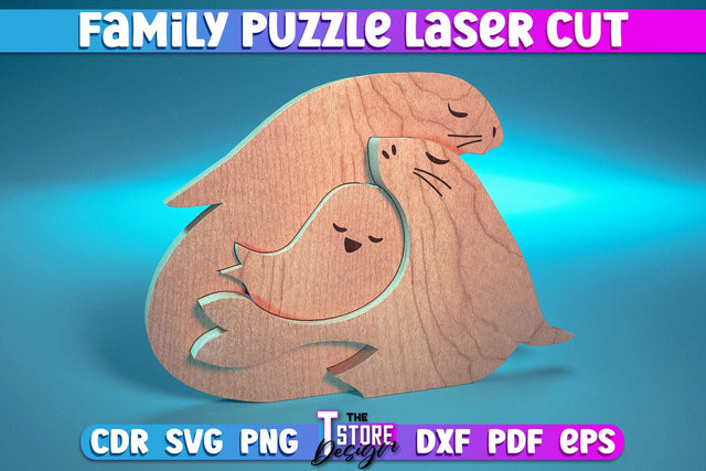 Seal Family Puzzle Laser Cut | Puzzle Laser Cut Design | CNC File SVG The T Store Design 