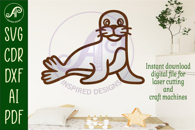 Seal two layer cut out laser cut wall art SVG APInspireddesigns 