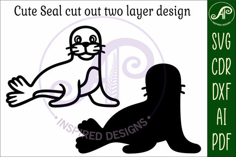 Seal two layer cut out laser cut wall art SVG APInspireddesigns 