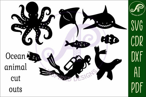 Sealife cut out design set 2, laser cut file, shapes. SVG SVG APInspireddesigns 
