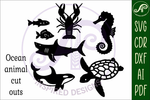 Sealife cut out design set 3, laser cut file, shapes. SVG SVG APInspireddesigns 