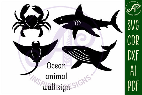 Sealife cut out design set 4, laser cut file, shapes. SVG SVG APInspireddesigns 