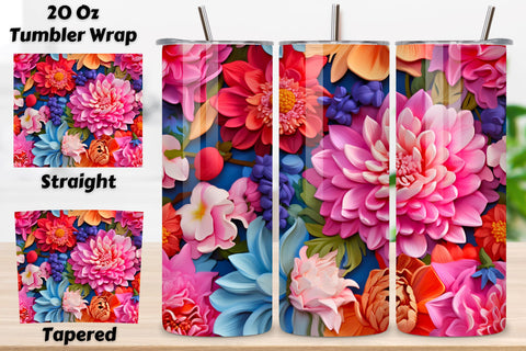 Seamless 3D Floral Tumbler PNG Wrap, 3D lowers pearls 20oz Skinny Tumbler Sublimation Design, Straight & Tapered Tumbler Wrap, Instant Digital Sublimation FloridPrintables 