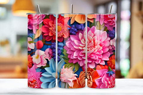 Seamless 3D Floral Tumbler PNG Wrap, 3D lowers pearls 20oz Skinny Tumbler Sublimation Design, Straight & Tapered Tumbler Wrap, Instant Digital Sublimation FloridPrintables 