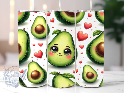 Seamless Avocado 20oz Skinny Tumbler, Avocado Tumbler Png, Straight & Tapered Tumbler Wrap, Instant Digital Download Sublimation ToriDesigns 