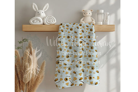 Seamless Bee & Hive Pattern – 5 Background Colors | Digital Download Digital Pattern Willow Paige Farms 