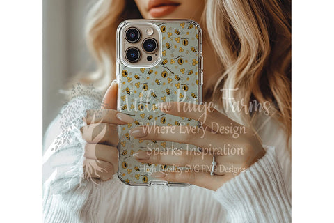 Seamless Bee & Hive Pattern – 5 Background Colors | Digital Download Digital Pattern Willow Paige Farms 