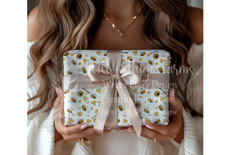 Seamless Bee & Hive Pattern – 5 Background Colors | Digital Download Digital Pattern Willow Paige Farms 