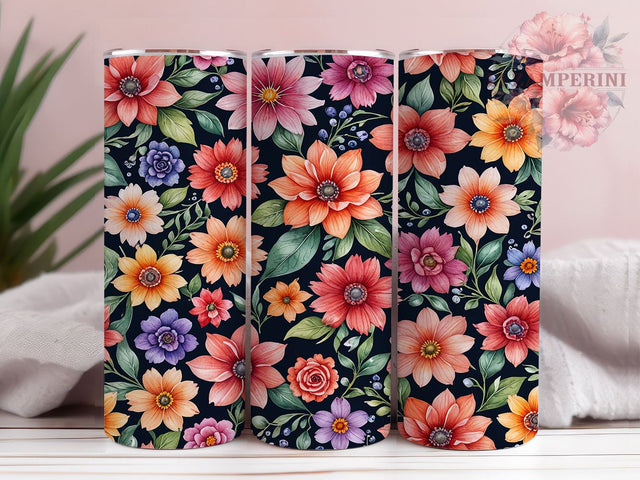 Seamless Blue and Yellow Flowers 20oz Tumbler Wrap PNG, Flowers Tumbler Png, Straight & Tapered Tumbler Wrap, Instant Digital Download Sublimation Li Zamperini 