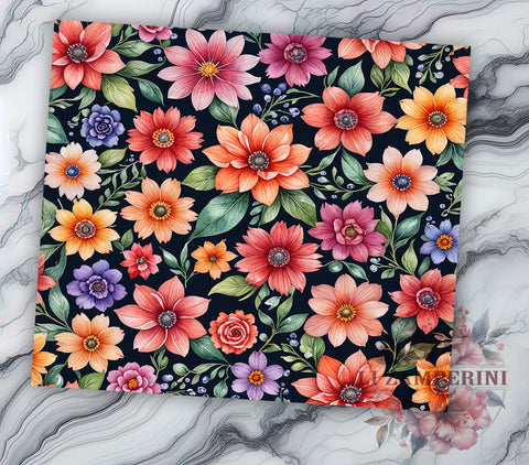 Seamless Blue and Yellow Flowers 20oz Tumbler Wrap PNG, Flowers Tumbler Png, Straight & Tapered Tumbler Wrap, Instant Digital Download Sublimation Li Zamperini 