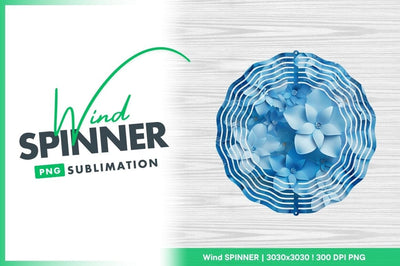 Seamless blue flower pattern background wind spinner round png Sublimation Regulrcrative 