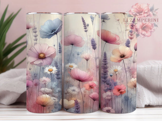 Seamless Botanical Field Flowers 20oz Tumbler, Seamless Floral, Nature Theme, 20oz Wrap, Sublimation Design, Botanical Style, PNG File Sublimation Li Zamperini 