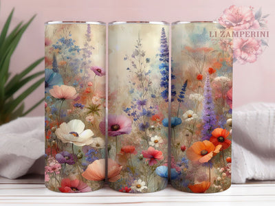 Seamless Botanical Field Flowers 20oz Tumbler, Seamless Floral, Nature Theme, 20oz Wrap, Sublimation Design, Botanical Style, PNG File Sublimation Li Zamperini 
