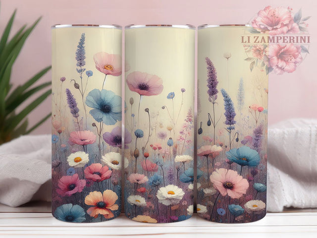 Seamless Botanical Field Flowers 20oz Tumbler, Seamless Floral, Nature Theme, 20oz Wrap, Sublimation Design, Botanical Style, PNG File Sublimation Li Zamperini 