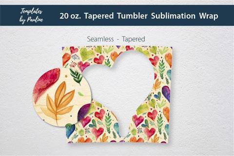 Seamless Bright Heart Square Photo Tumbler Wrap Sublimation Templates by Pauline 