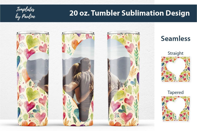 Seamless Bright Heart Square Photo Tumbler Wrap Sublimation Templates by Pauline 
