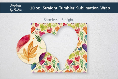 Seamless Bright Heart Square Photo Tumbler Wrap Sublimation Templates by Pauline 