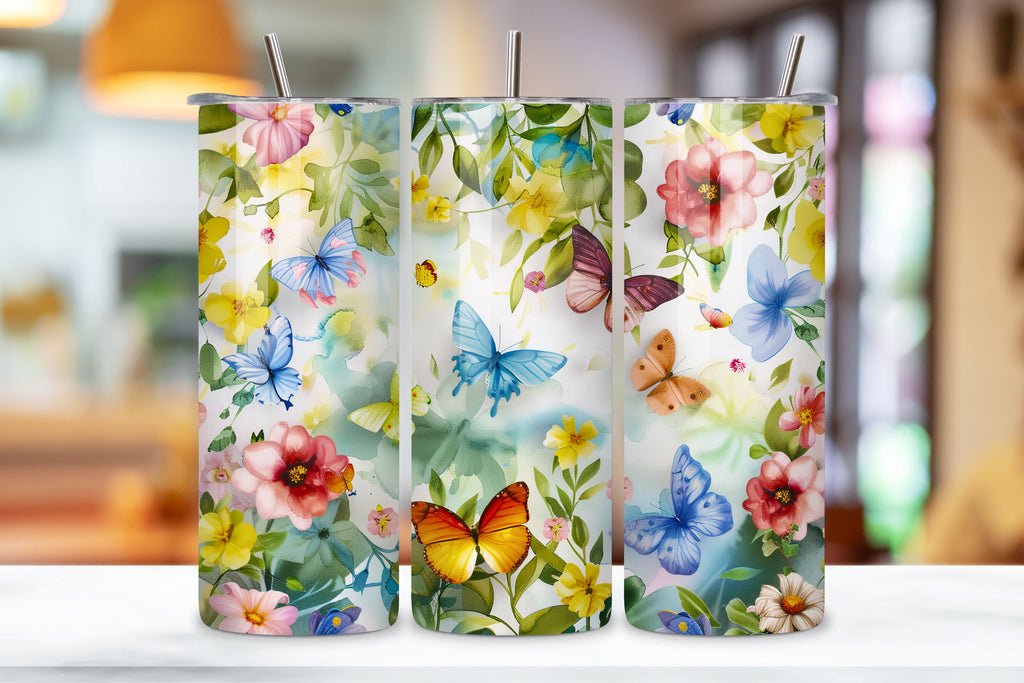 Seamless Butterfly Fantasy Spring Tumbler Wrap, Seamless PNG - So Fontsy