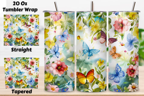 Seamless Butterfly Fantasy Spring Tumbler Wrap, Seamless PNG Sublimation FloridPrintables 